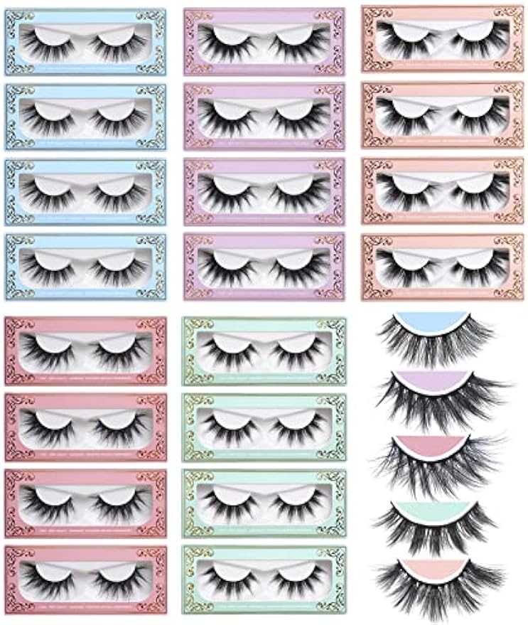 (⭐⭐ HOT SALE NOW) MAGEFY 20 Pairs False Eyelashes Fluffy Volume Long Faux Mink Lashes Natural Look 5 Styles Wispy Fake Eyelashes Soft Reusable Eyelashes with Lashes Boxes (20 Pairs, 5 Styles)