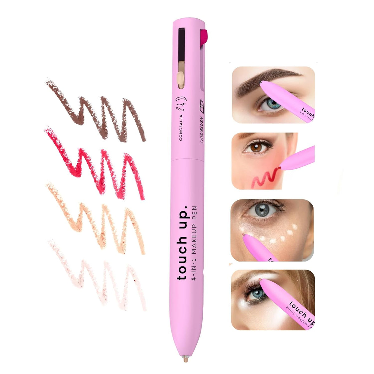 🔥Hot Sale🔥4-in-1 Makeup Pen Concealer, Eye/Brow Liner, Lip/Blush, & Brightener