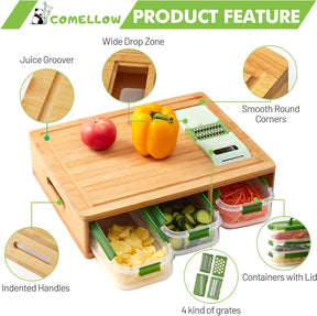 🔥Last Day Clearance🎉Bamboo Cutting Board with Containers