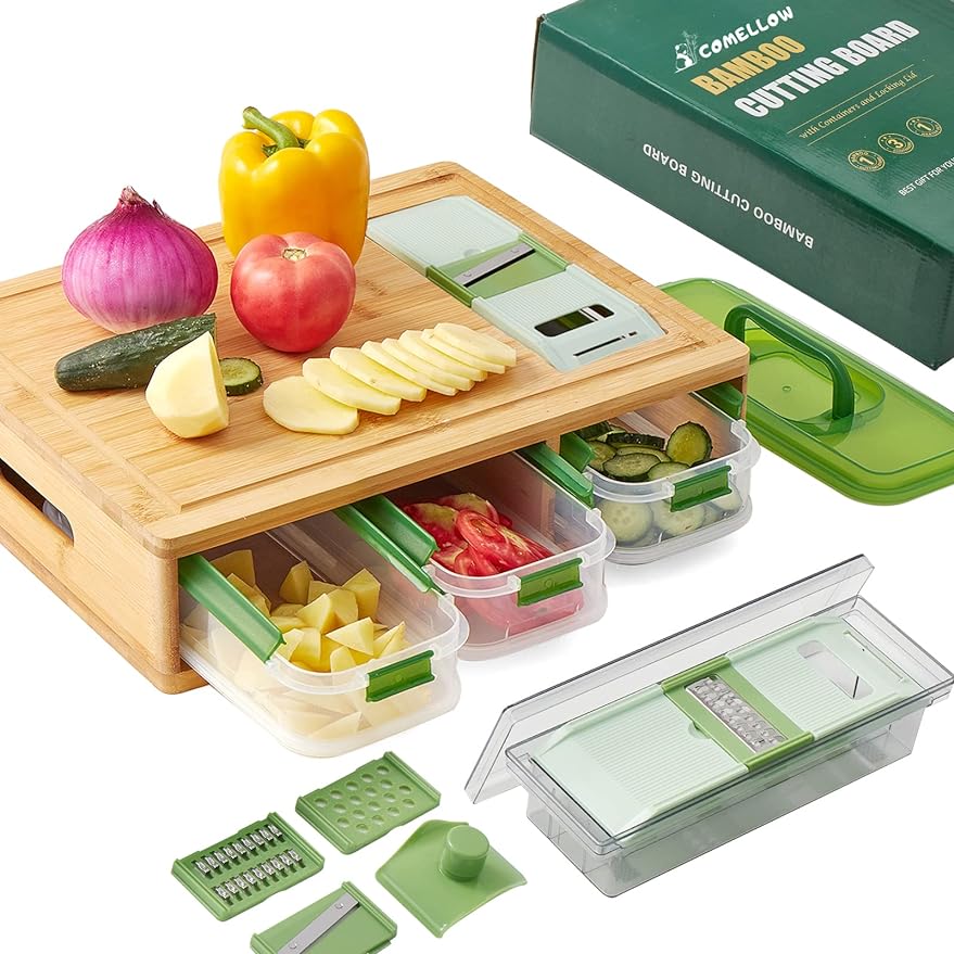 🔥Last Day Clearance🎉Bamboo Cutting Board with Containers