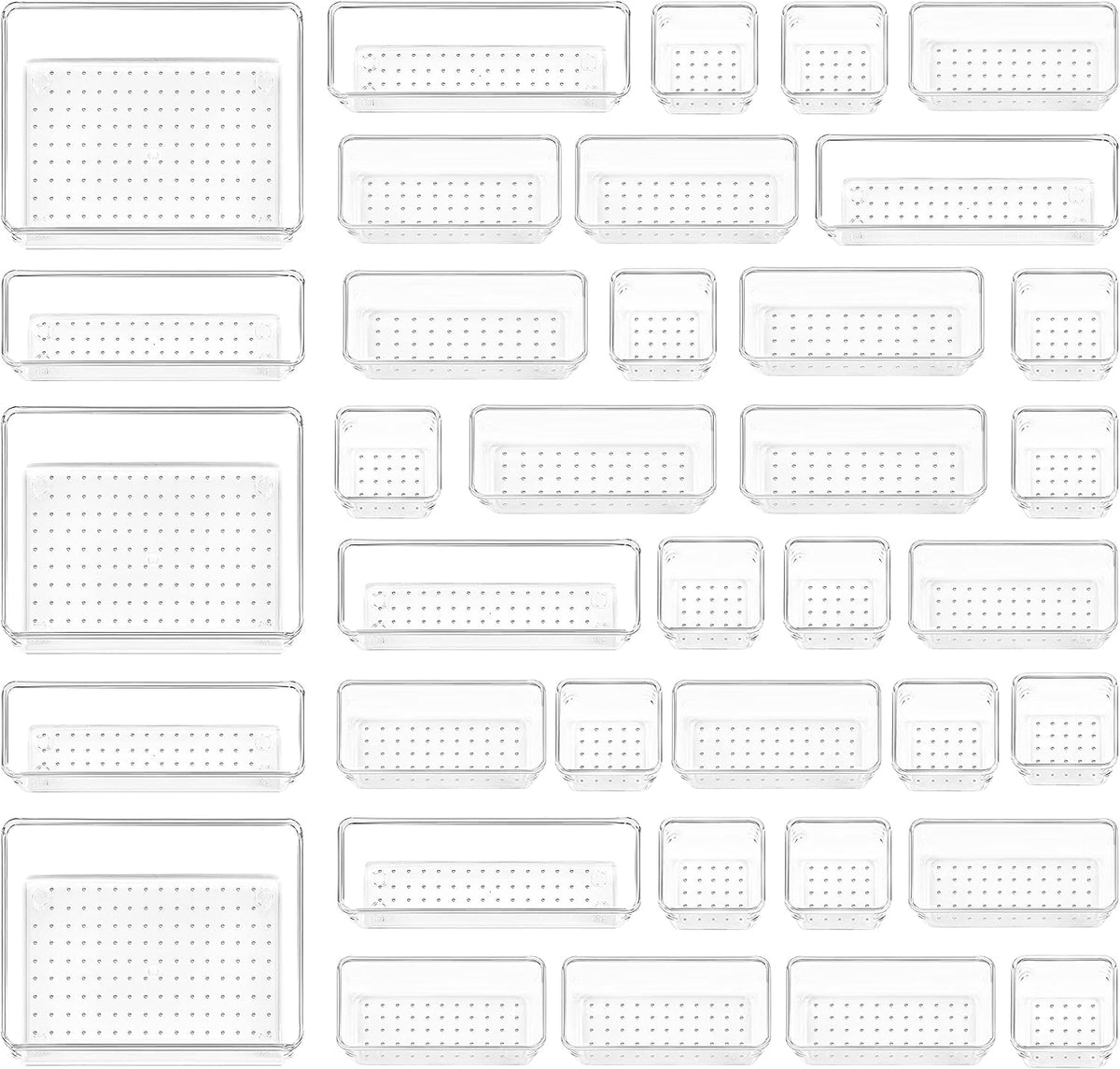 (⭐⭐ HOT SALE NOW) Clear Plastic Drawer Organizers Set