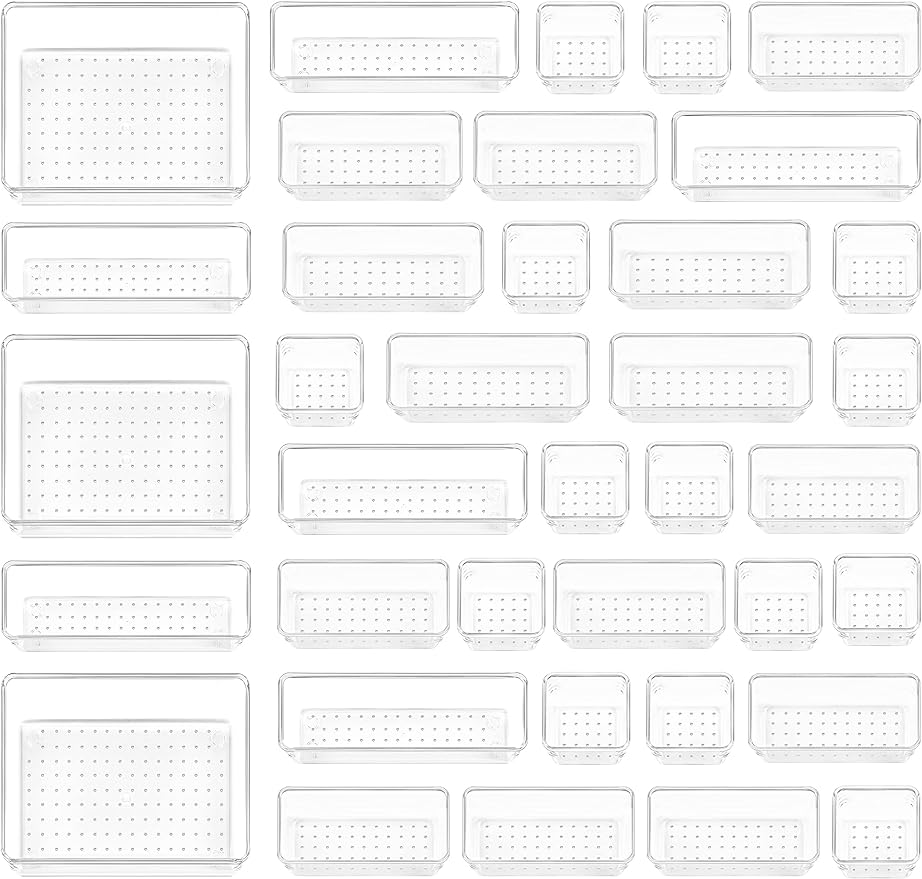 (⭐⭐ HOT SALE NOW) Clear Plastic Drawer Organizers Set