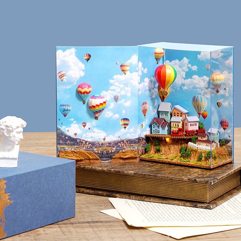 📖Hot Air Balloon & Journal of Venice Book Nook 3D Wooden Puzzle-J