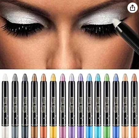 🔥 15-Farben-Highlighter-Lidschattenstift, wasserfester Glitzer-Lidschatten-Eyeliner-Stift