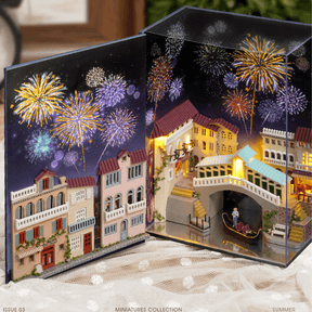 📖Hot Air Balloon & Journal of Venice Book Nook 3D Wooden Puzzle-J