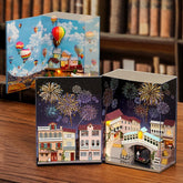 📖Hot Air Balloon & Journal of Venice Book Nook 3D Wooden Puzzle-J