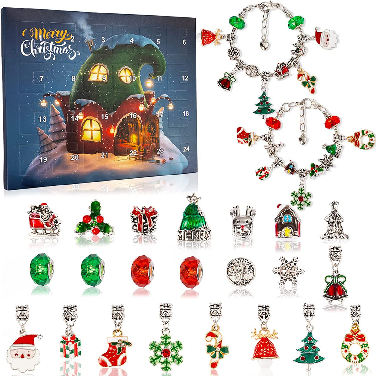 🎄Early Christmas Sale-40% OFF🎁24 Pcs DIY Christmas Advent Calendar Bracelets Set