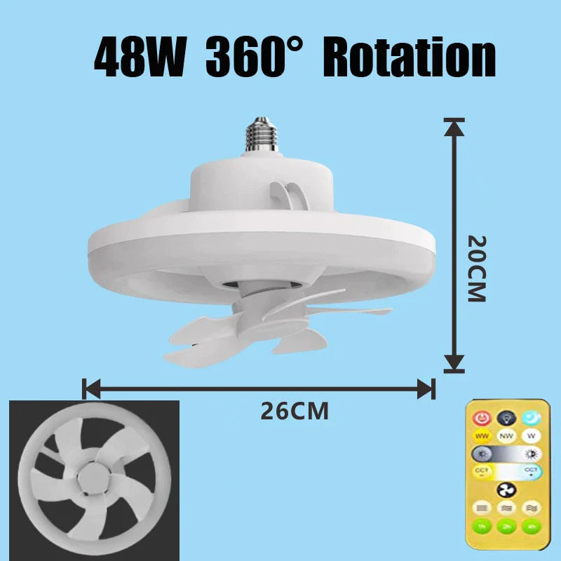 💥Last Day Sale 51 % RABATT💥 2-in-1-Fernbedienung, 360-Grad-Strahlung, drehbare RC-Deckenventilatorlampe