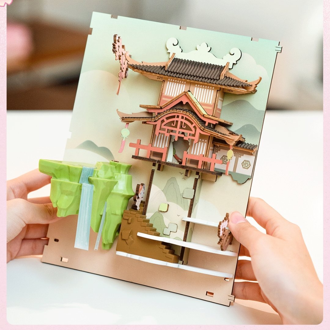 📖Falling Sakura DIY Book Nook 3D Wooden Puzzle-J