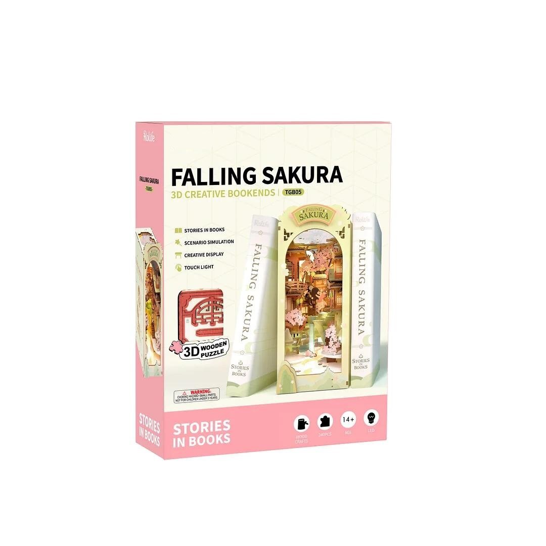 📖Falling Sakura DIY Book Nook 3D Wooden Puzzle-J